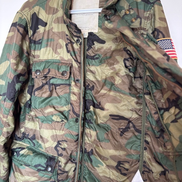 mens Ralph Lauren size medium camouflage coat Denim and Supply USA flag vintage - Picture 7 of 13